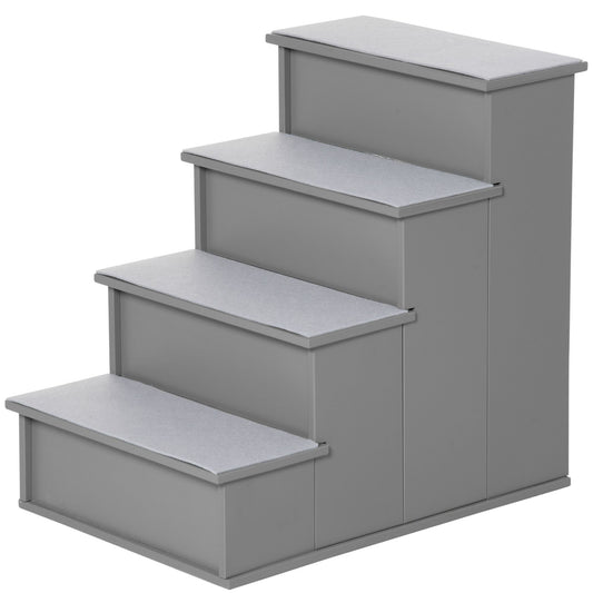 21 inch grey dog stairs with cushioned steps for small pets and elderly dogs