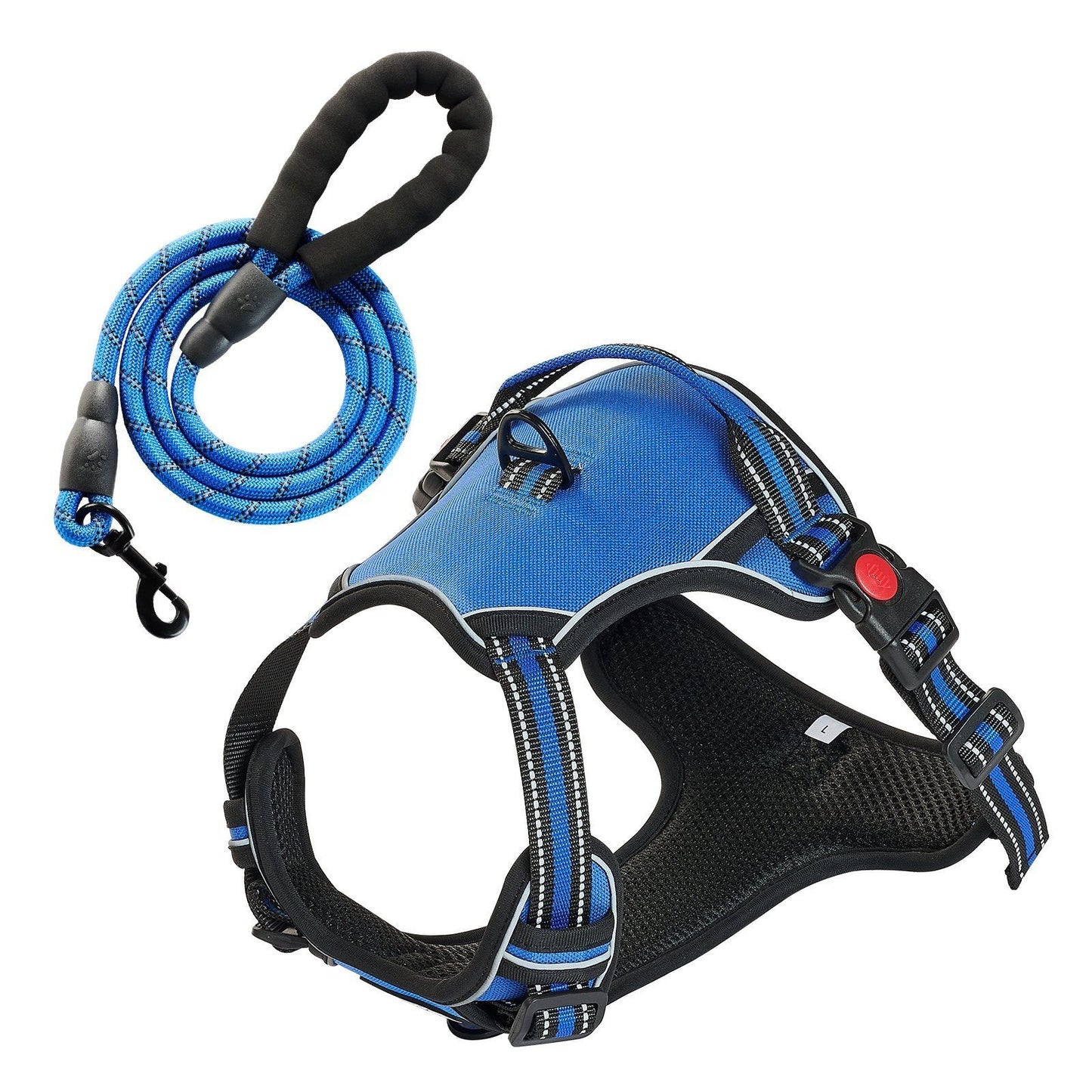 Large Adjustable Double-Clip Dog Harnesses with Leash