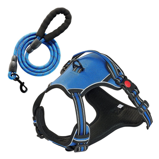 Large Adjustable Double-Clip Dog Harnesses with Leash