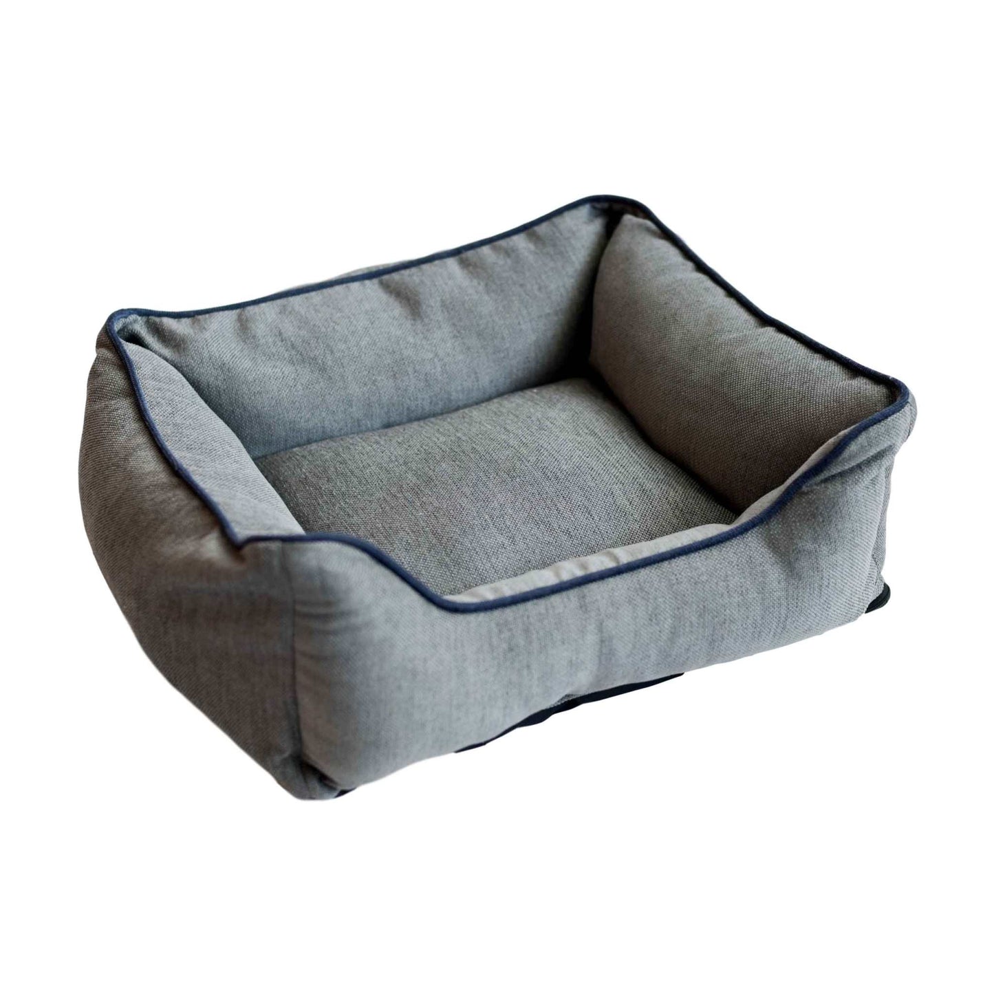 Plush chenille lounger bolstered dog bed with removable cover and modern upholstery style