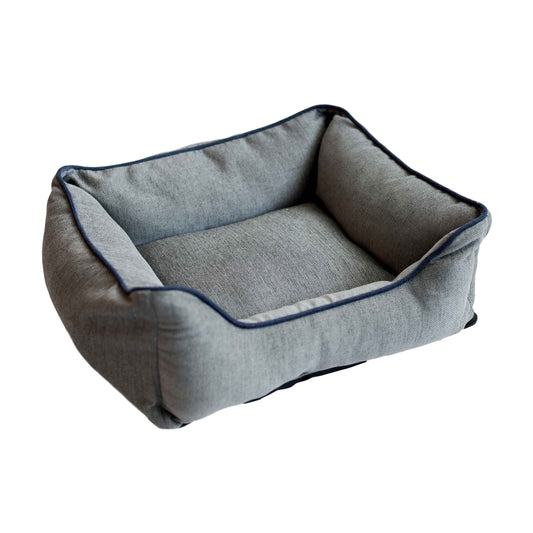 Plush chenille lounger bolstered dog bed with removable cover and modern upholstery style
