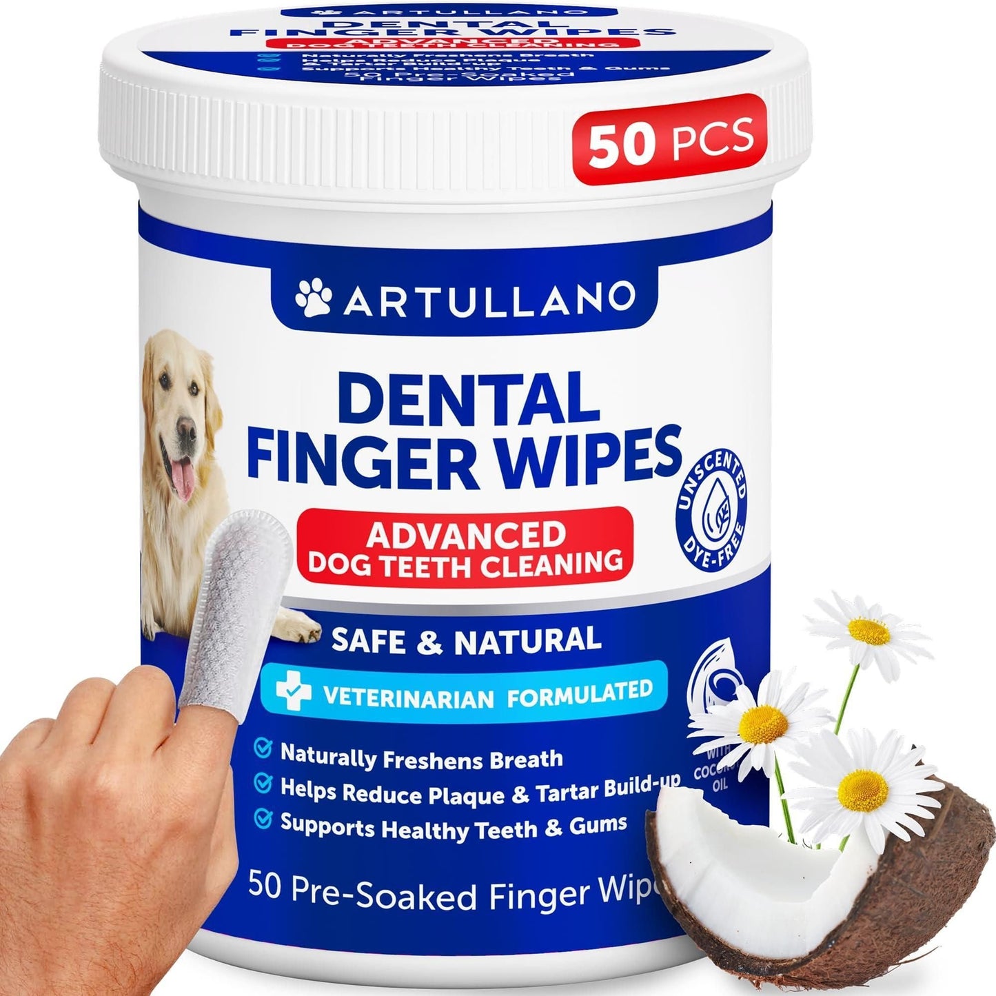 50 Finger Wipes Dental Care for Dogs