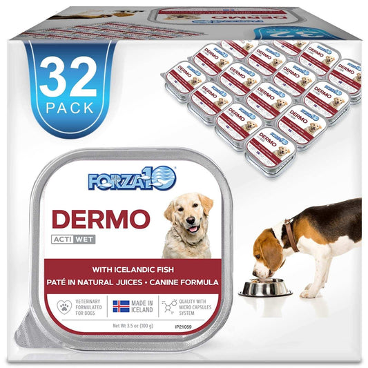 32 pack wet adult dog foods Dermo 3.5oz for skin health and allergy support