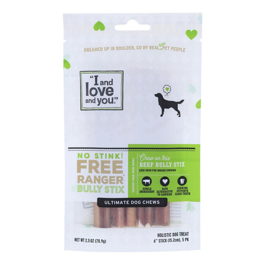 5x I And Love And You Beef Dog Stick Treats - Case Of 6