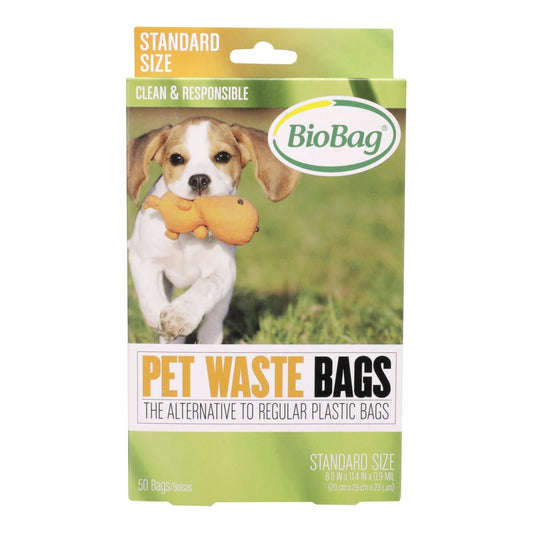 Box of 50x Biobag pet waste bags made from renewable starches for compostable waste disposal