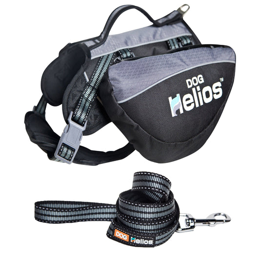 Waterproof 3-in-1 dog walking set with backpack, chest harness, and leash featuring reflective stitching