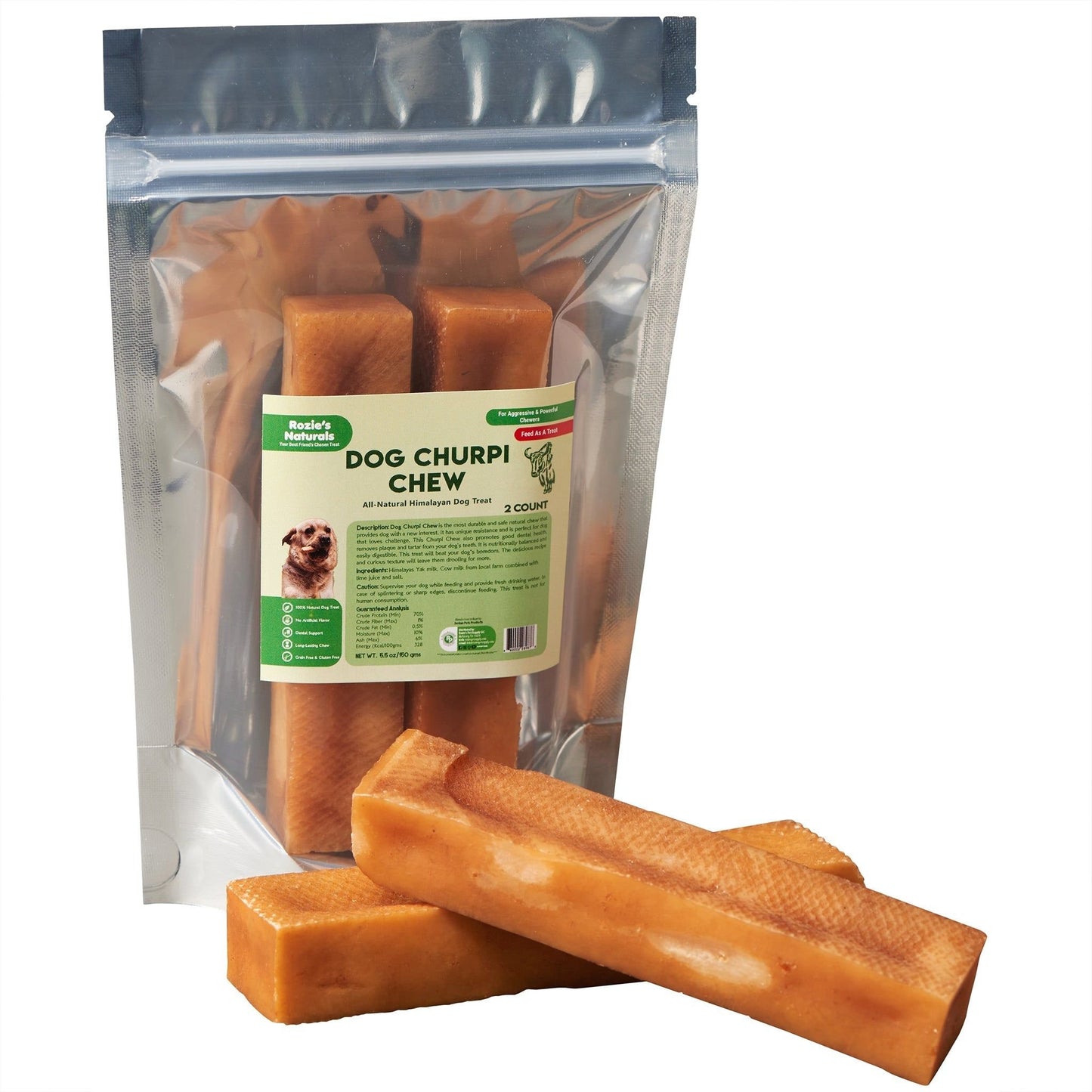 2CT Medium Churpi Chew dog sticks made from natural yak and cow milk dental treats for chewing