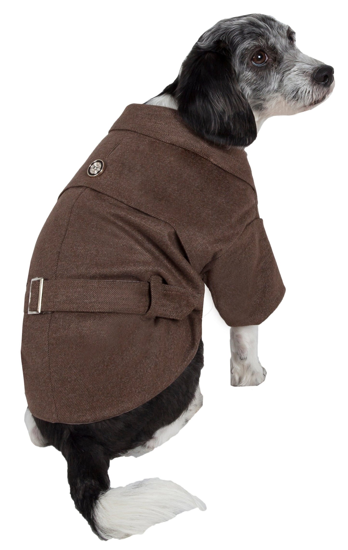 Coats for dogs back-buckled cotton wool dog coat with snap buttons and leash slit holder