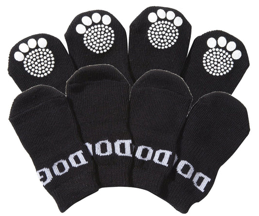 Dog shoes with rubberized soles in multiple colors and sizes for small and large breeds, set of 4 with rubber grips