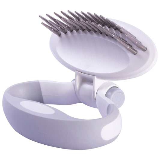 Travel Swivel Dual-Rowed Undercoat Rake for Dogs