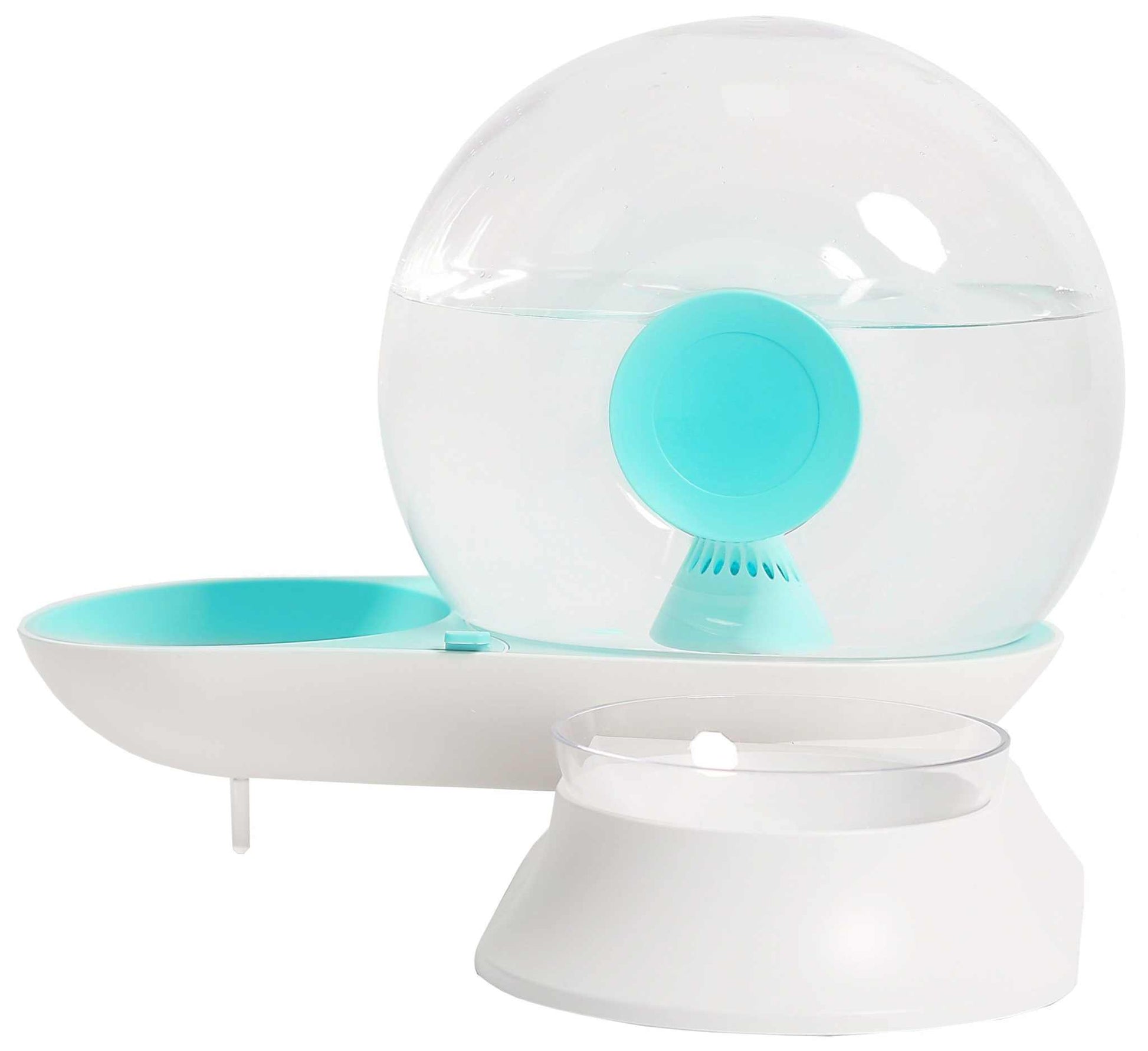 Snail shaped 2-in-1 automatic food and filtered water bowl for dogs with gravity water dispenser and built-in filter