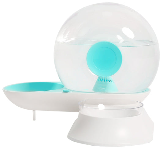 Snail shaped 2-in-1 automatic food and filtered water bowl for dogs with gravity water dispenser and built-in filter