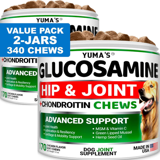 2 Pack Joint Pain Relief Mobility Aids for Dogs with glucosamine and chondroitin for hip and joint support