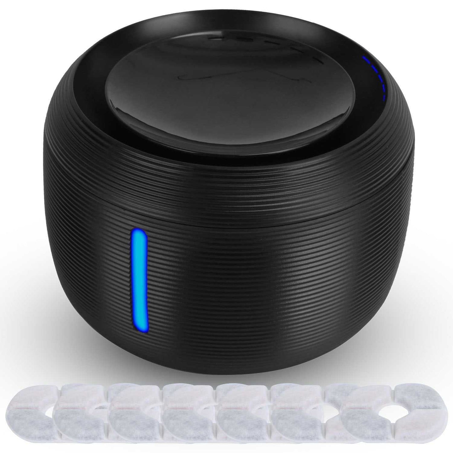 2.5L pet water fountain with 7 replaceable filters and USB pump in white and black