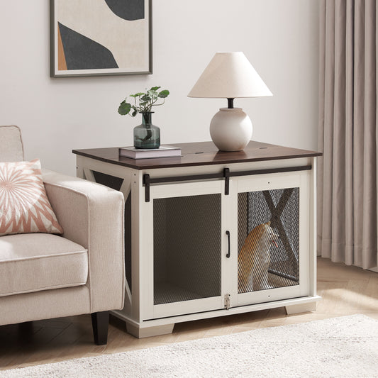 Furniture Dog Crate with Sliding Barn Door