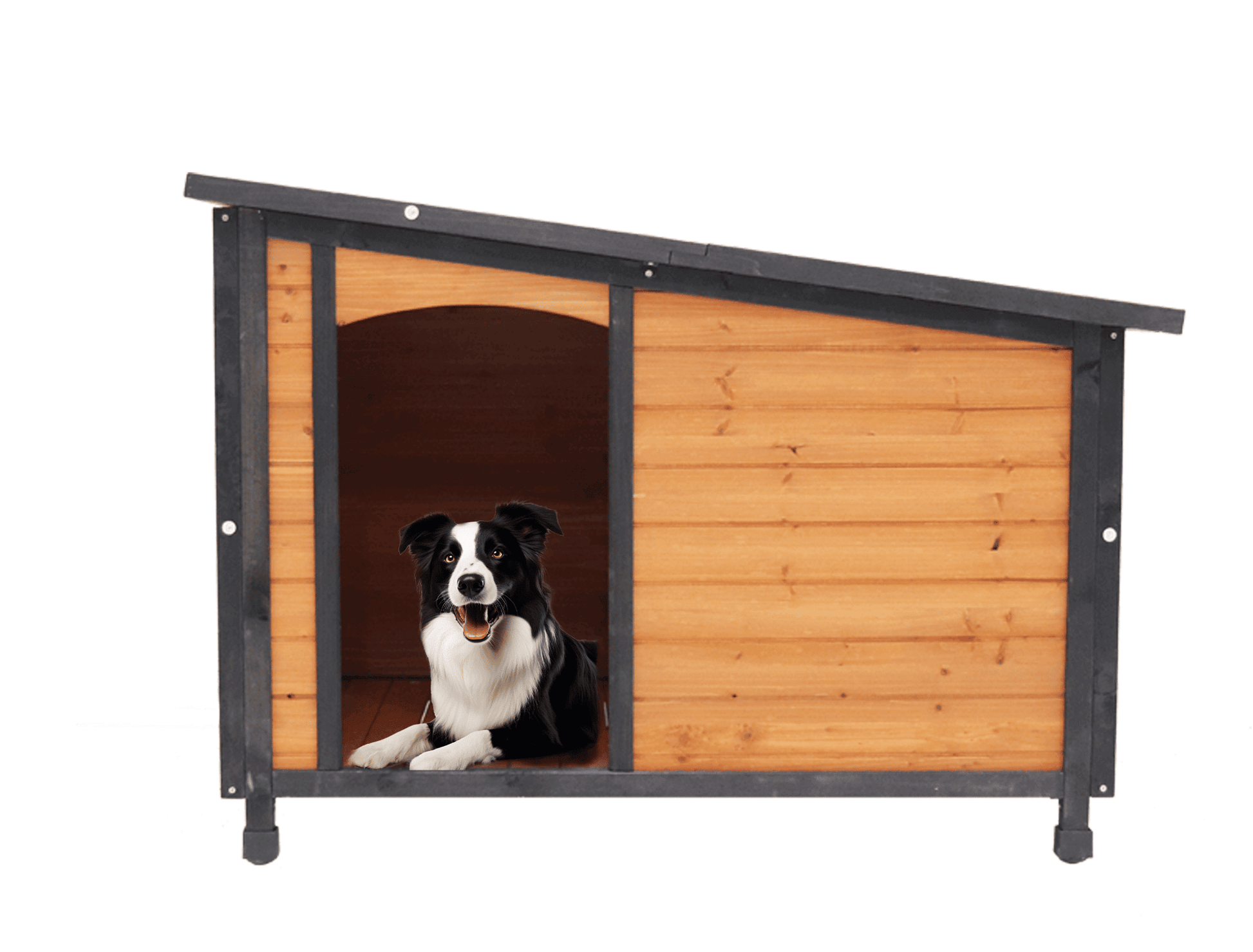 46-Inch Outdoor Dog House solid wood waterproof villa for large dogs with durable panels and waterproof base