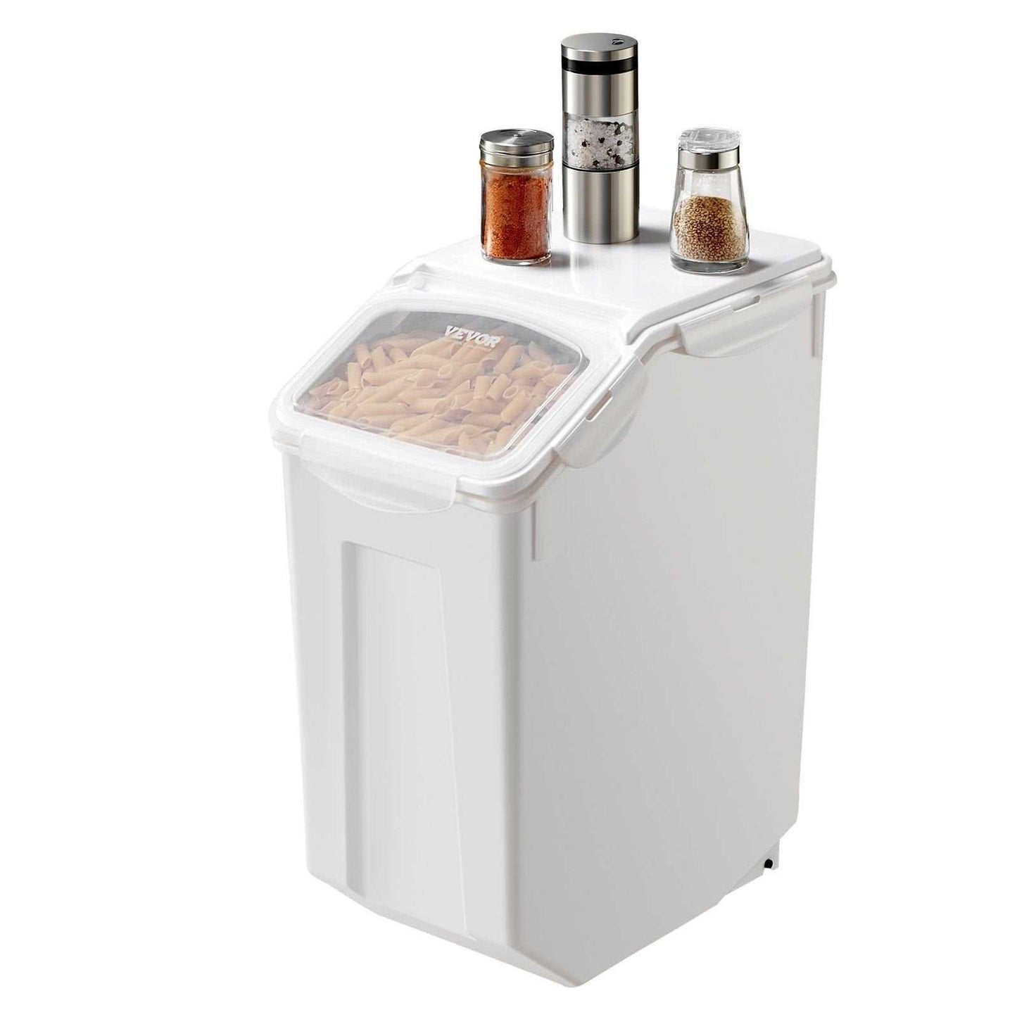 Large 4.5Gal/20L dog food storage container with airtight seal, stackable design, and wheels for easy mobility