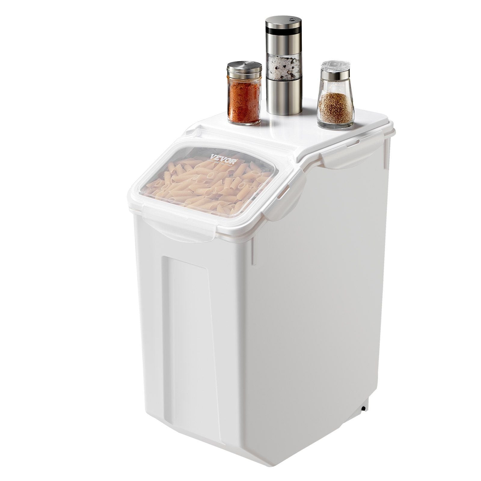 Large 4.5Gal/20L dog food storage container with airtight seal, stackable design, and wheels for easy mobility