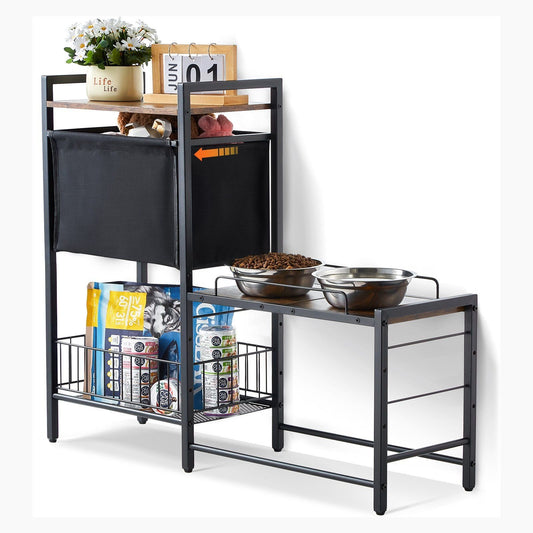 Elevated Dog Bowls with Storage Shelves