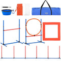 4 pcs dog courses agility training equipment set with jump bars, rings, and weave poles for dog obedience and agility training