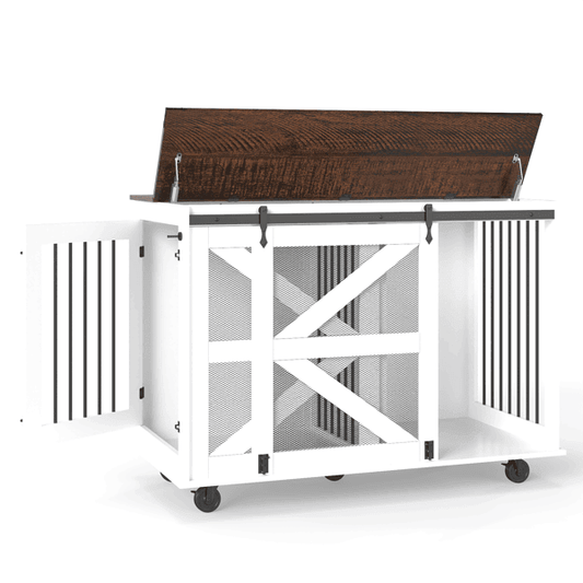 47.2" Mobile Furniture Style Dog Crates with Flip-Top Door