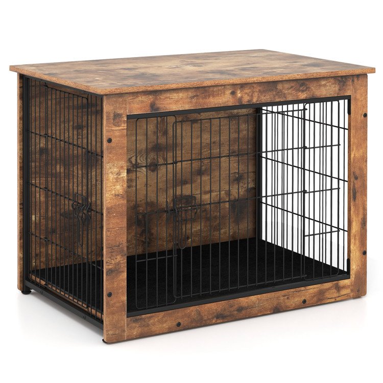 Furniture Style Dog Crates with Cushion and Double Doors