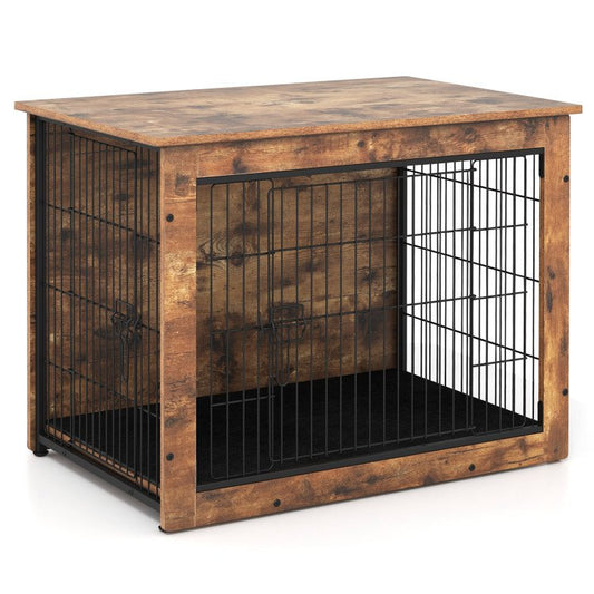 Furniture Style Dog Crates with Cushion and Double Doors