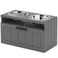 Elevated Dog Bowls with Storage Drawer and Slow Feeder Mat