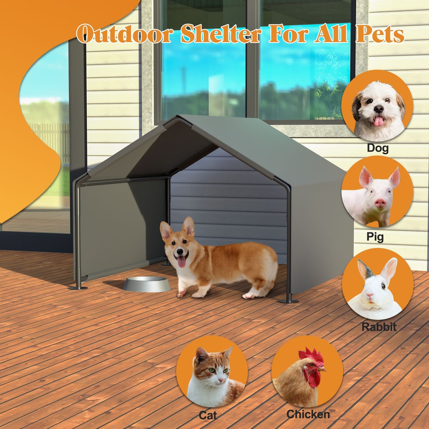 Water Resistant Portable Dog Tents - Grey