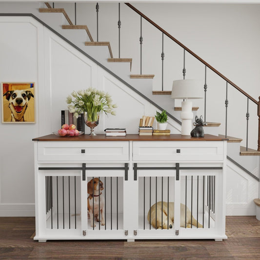 Furniture Style Dog Crate with Sliding Doors