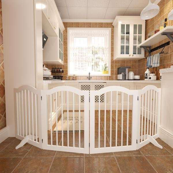 80" x 27.5" Arched Folding Freestanding Dog Gates - White
