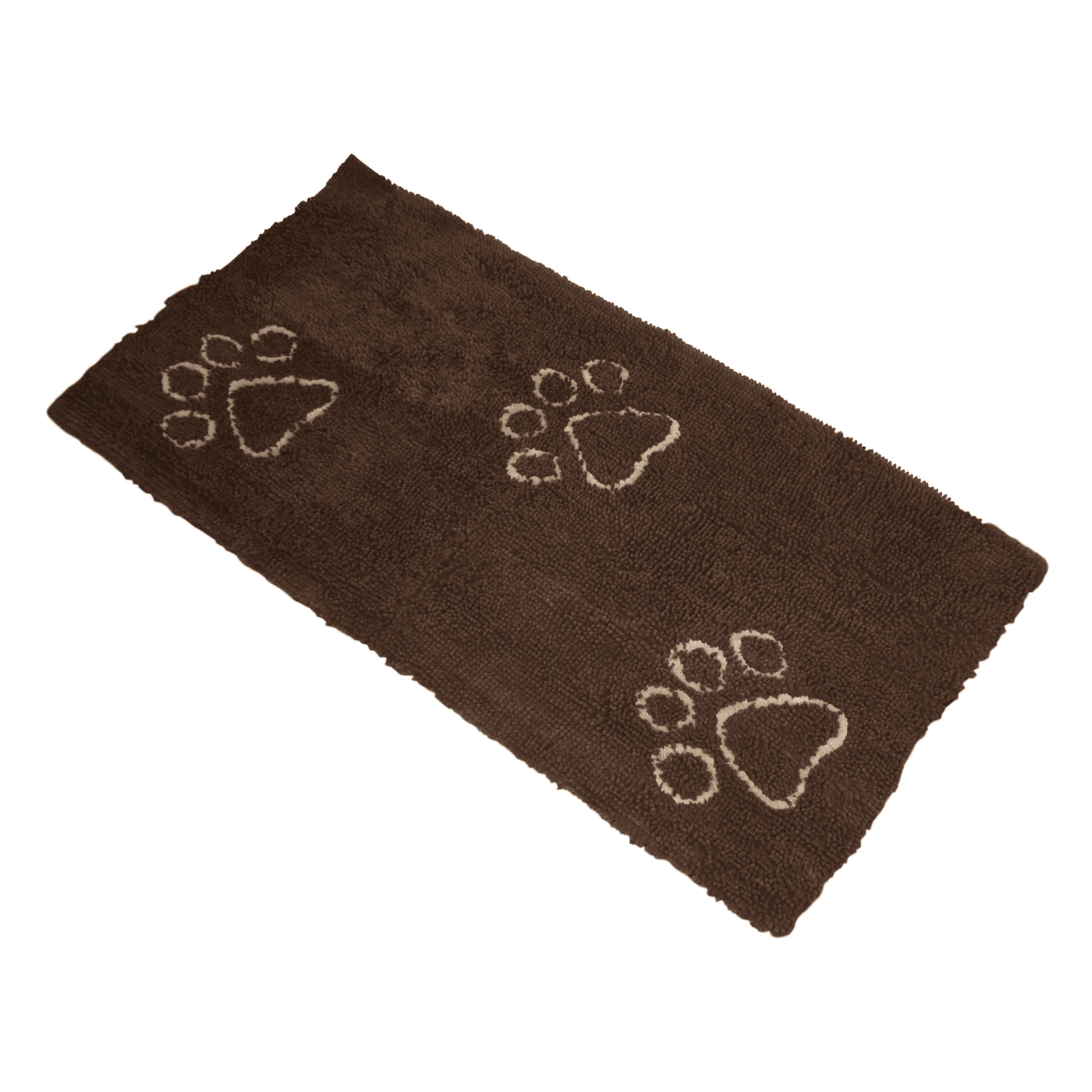 Brown Dog Decor Runner mat with paw print designs and super absorbent microfiber strands