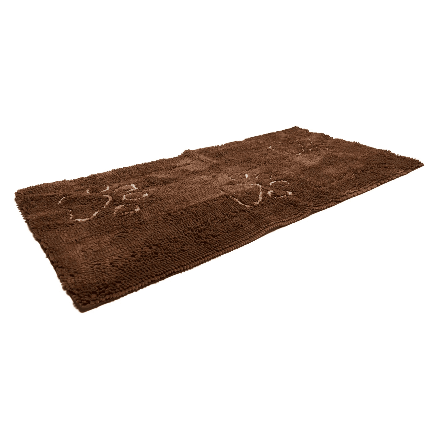 Brown Dog Decor Runner mat with microfiber strands and paw print design