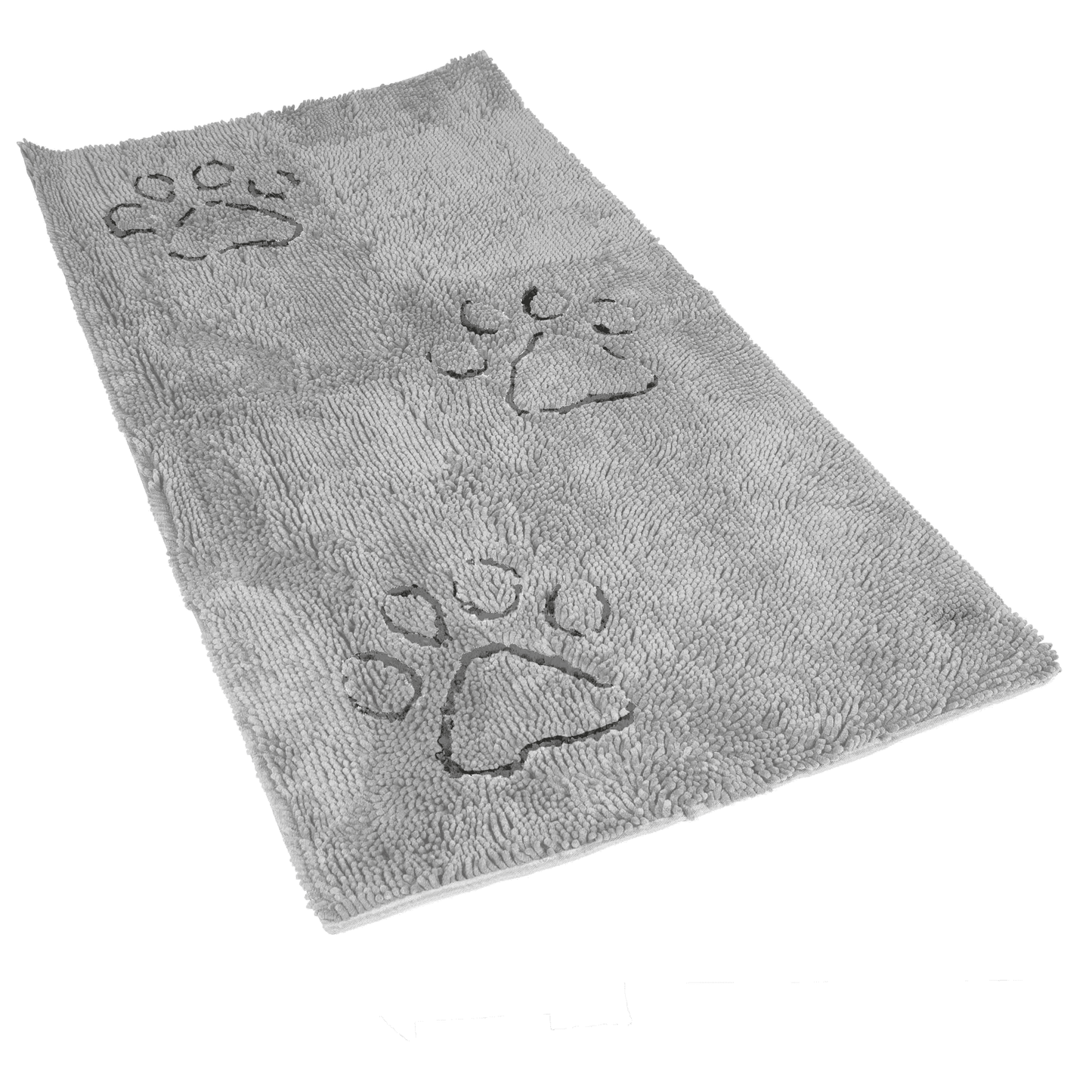 Gray Dog Decor Runner with embossed paw prints and super absorbent microfiber strands