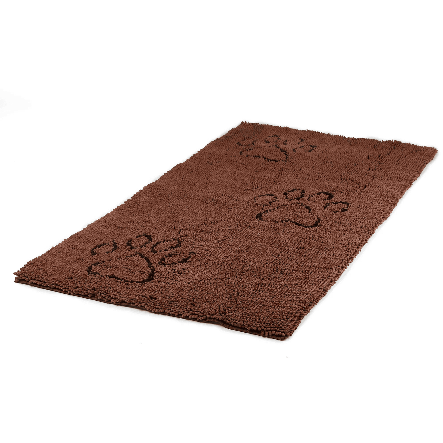 Brown Dog Decor Runner mat with paw print design and plush microfiber texture