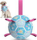 8-inch soccer ball dog fetch toy with straps for outdoor play and herding