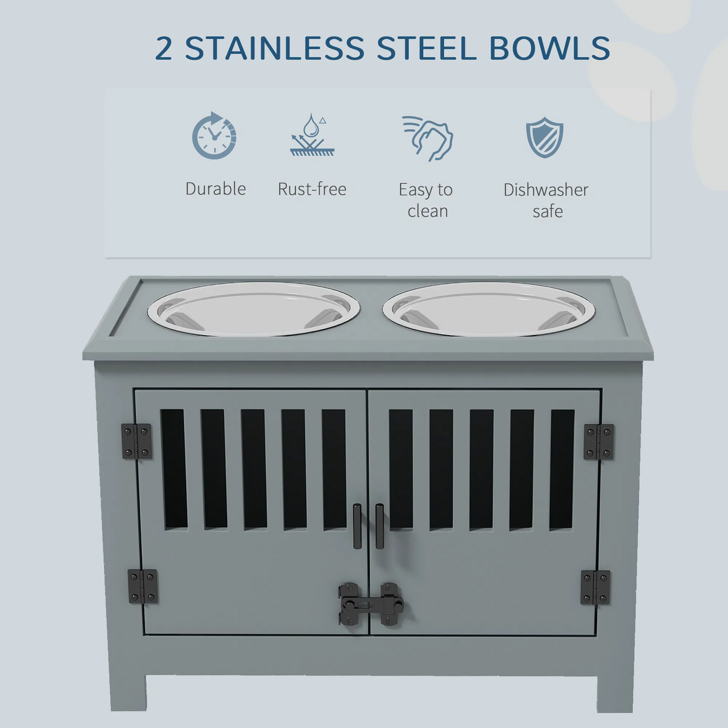 Elevated Dog Bowls with Stylish Storage Cabinet