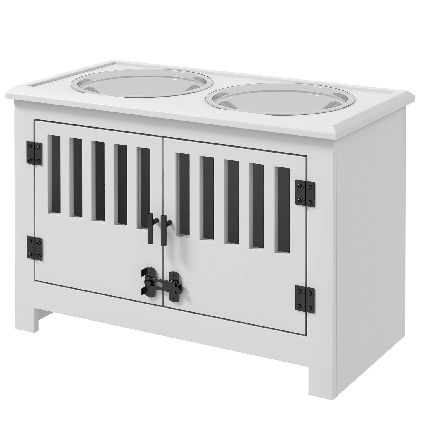Elevated Dog Bowls with Stylish Storage Cabinet