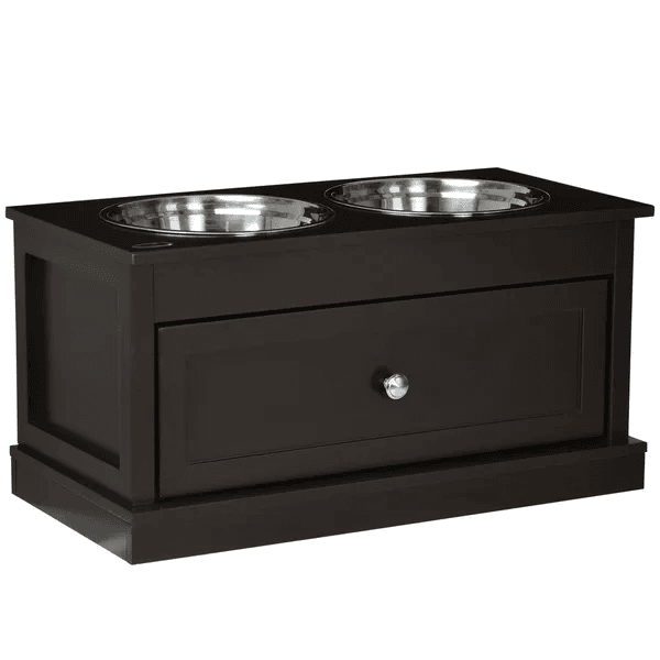 Large Elevated Dog Bowls with Storage Drawer