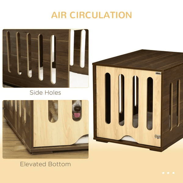 Elegant Furniture Style Dog Crates with Plush Cushion - Brown