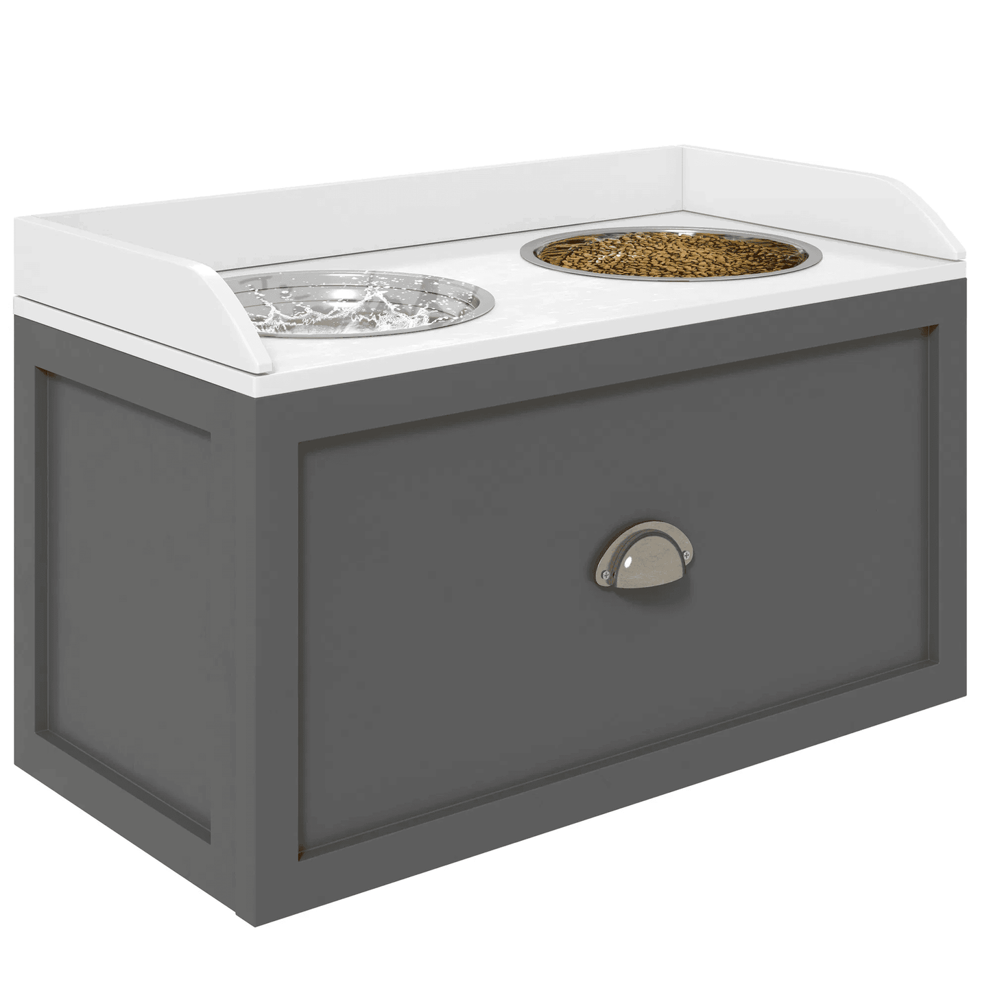 Elevated Dog Bowls with Storage Drawer