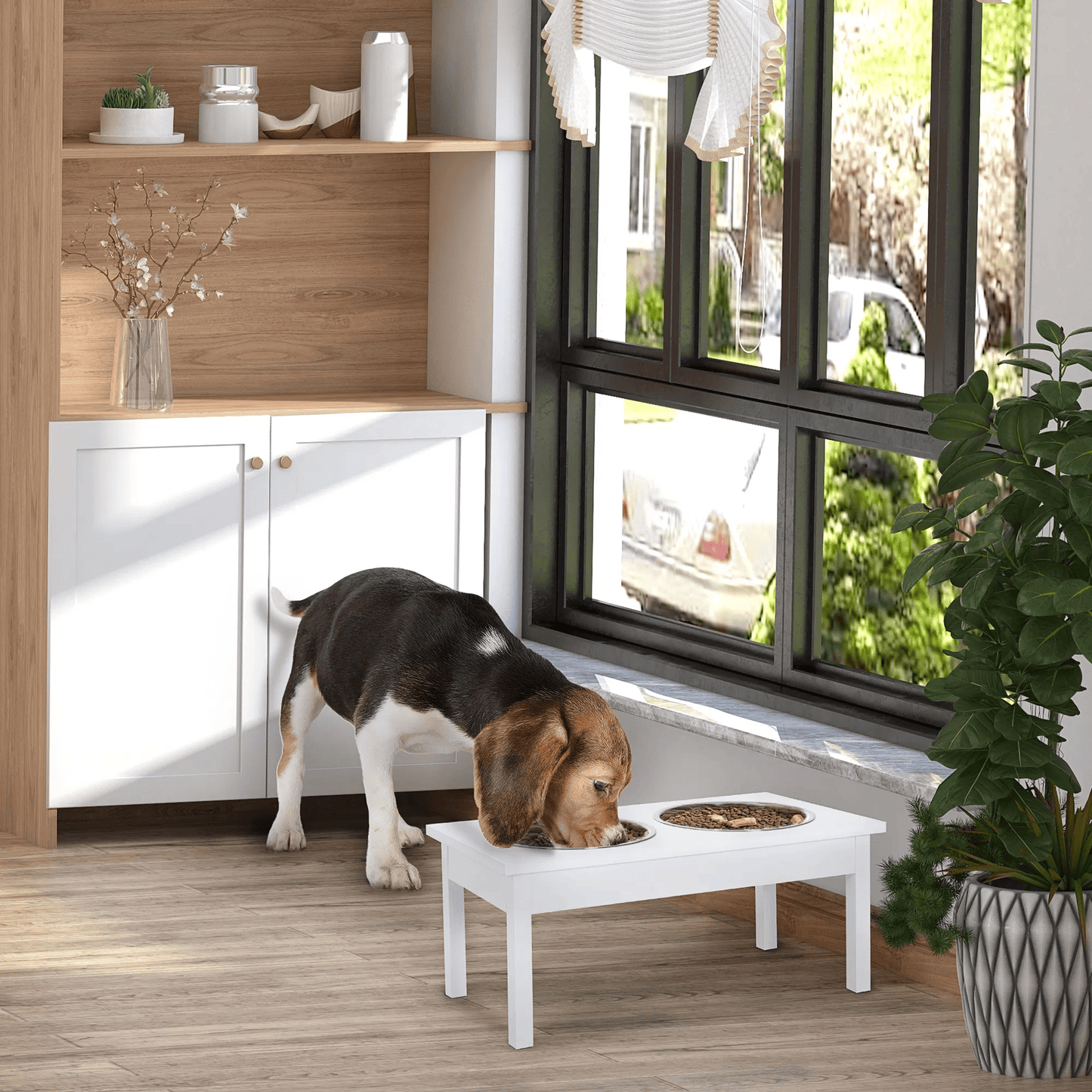 Elevated Dog Bowls with 2 Stainless Steel Pet Bowls