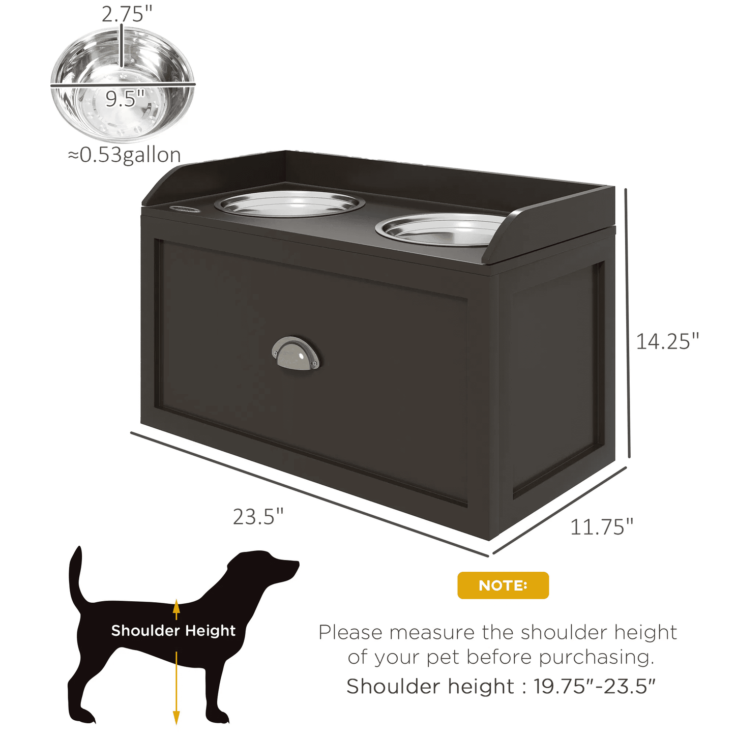 Elevated Dog Bowls with Storage Drawer