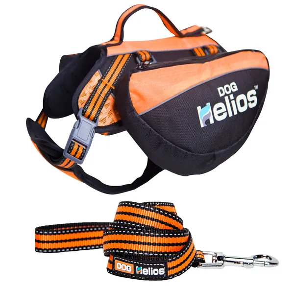 Waterproof 3-in-1 dog walking set with backpack, chest harness, and leash featuring reflective stitching and adjustable fit