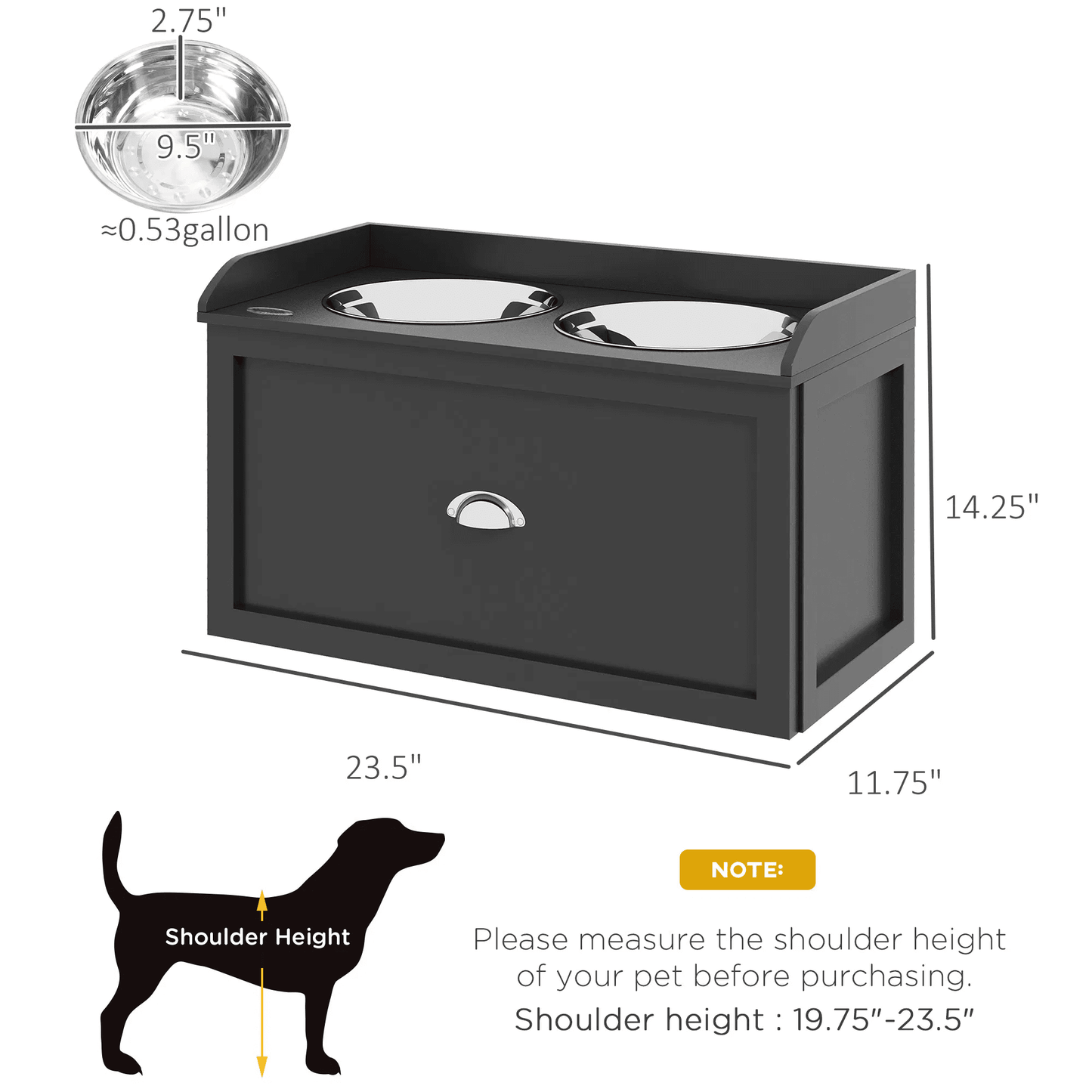 Elevated Dog Bowls with Storage Drawer