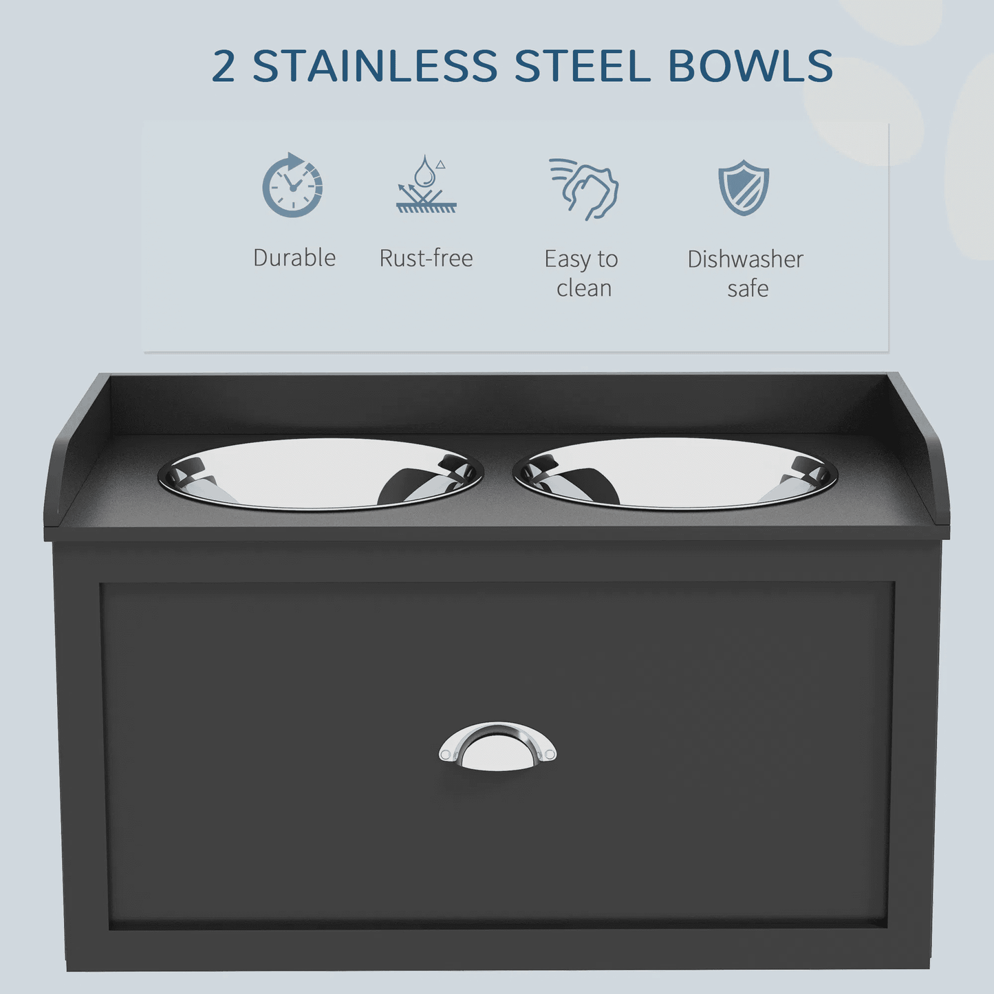 Elevated Dog Bowls with Storage Drawer