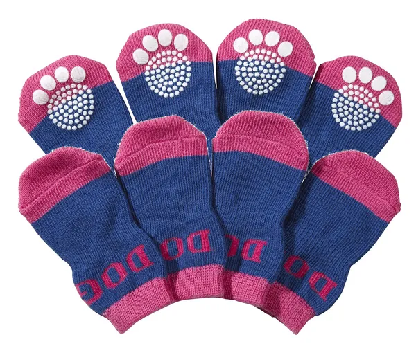 Dog shoes with rubberized soles in multiple colors and sizes, set of 4 with rubberized grips