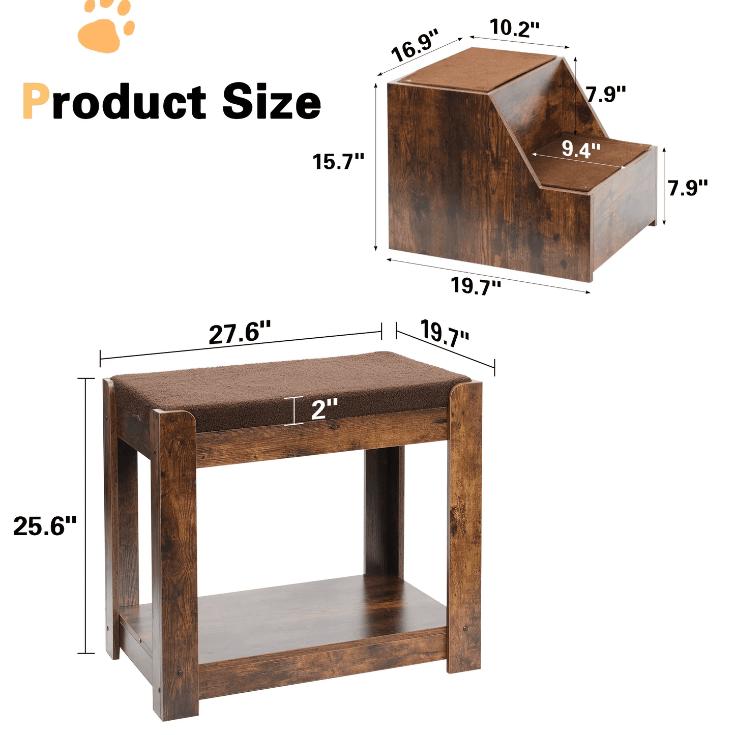 Bunk Bed with Removable Dog Stairs
