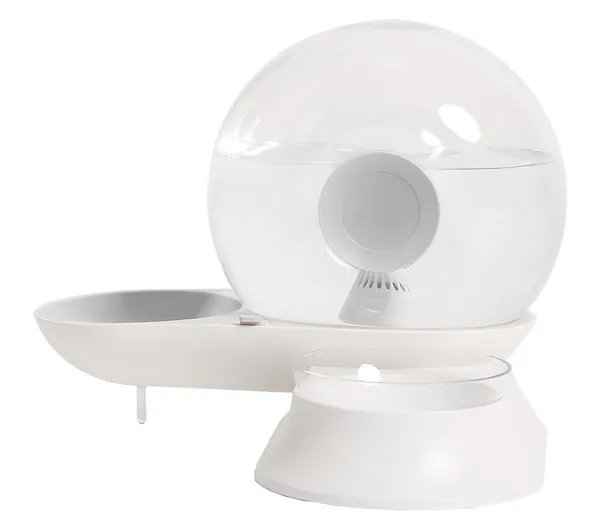 2-in-1 Automatic Food and Water Bowl for dogs with gravity-filtered water dispenser and built-in food tray