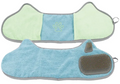 2-in-1 microfiber grooming towel and brush for dogs with built-in pin brush and dual hand pockets